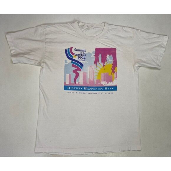 VINTAGE Summit Of The Americas 1994 Miami T-shirt Men Large 90s Single Stitch - Picture 1 of 10